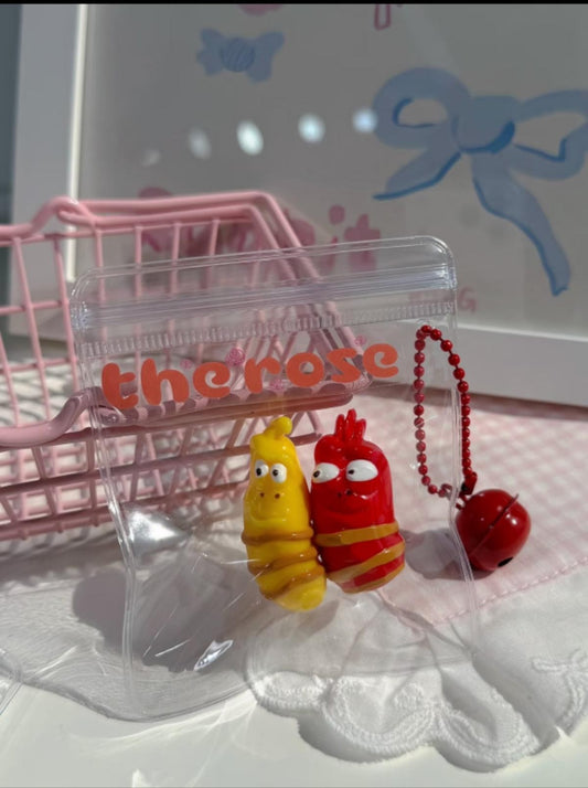 Funny Character Mix Silicone Squishy – Laughing Larva – Red & Yellow